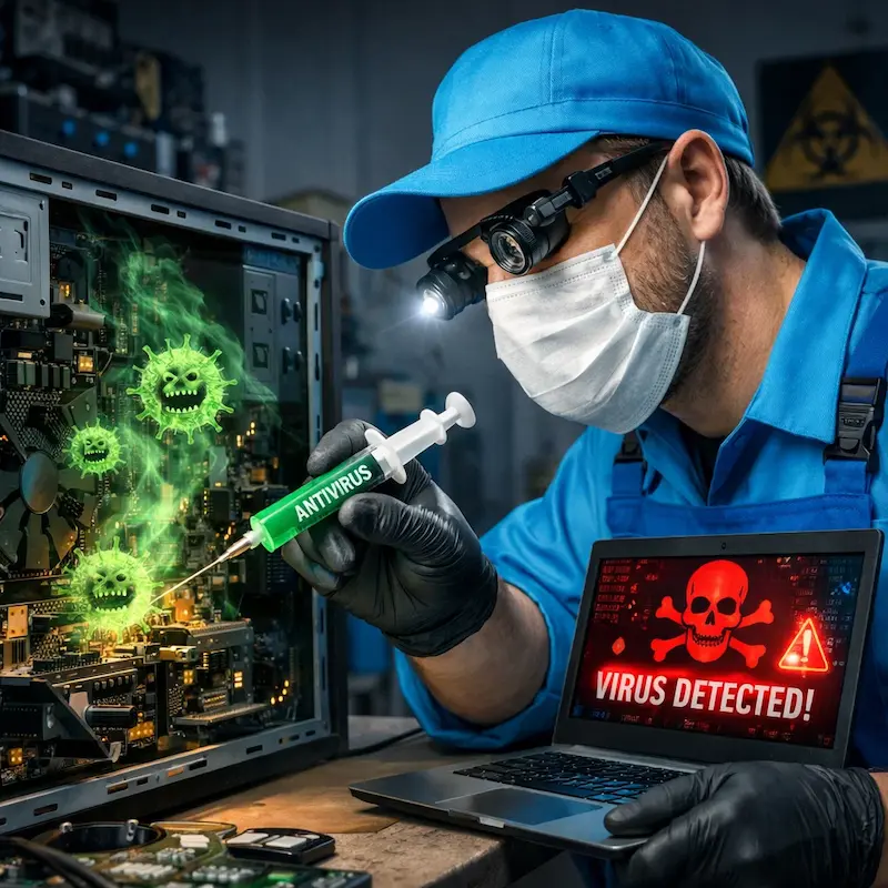 Лечение компьютера от вирусов в Одинцово на дому